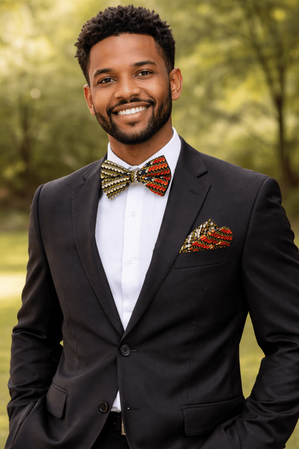 African Ankara Print Bow Tie and Handkerchief sets