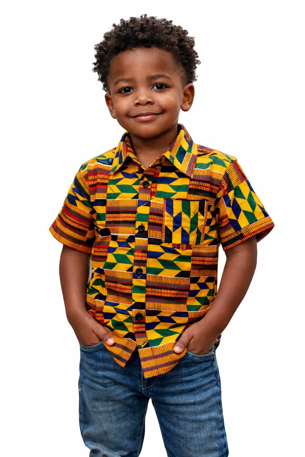 Kente Print Ankara Shirt for Kids – Handmade – Alik