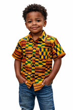 Kente Print Ankara Shirt for Kids – Handmade – Alik