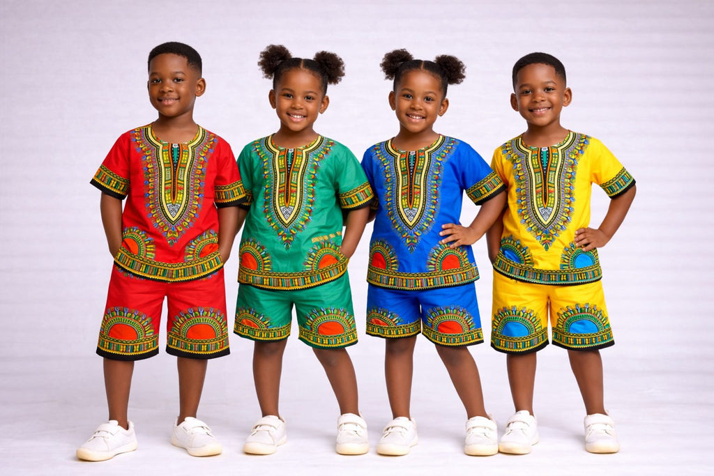 Unisex Vibrant and Traditional Children's Dashiki Set