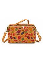 Cork Crossbody Bag multicolour leaf print double zip front view
