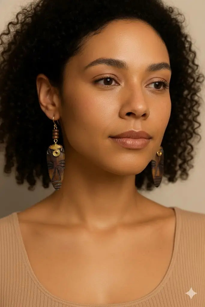 Handcrafted Wooden African Kenyan Earrings - Alingo
