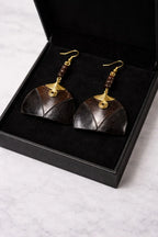 Handcrafted Wooden African Kenyan Earrings - Comb Drops