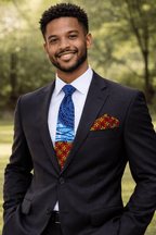 Handcrafted Multi-coloured Ankara Tie & Handkerchief Sets