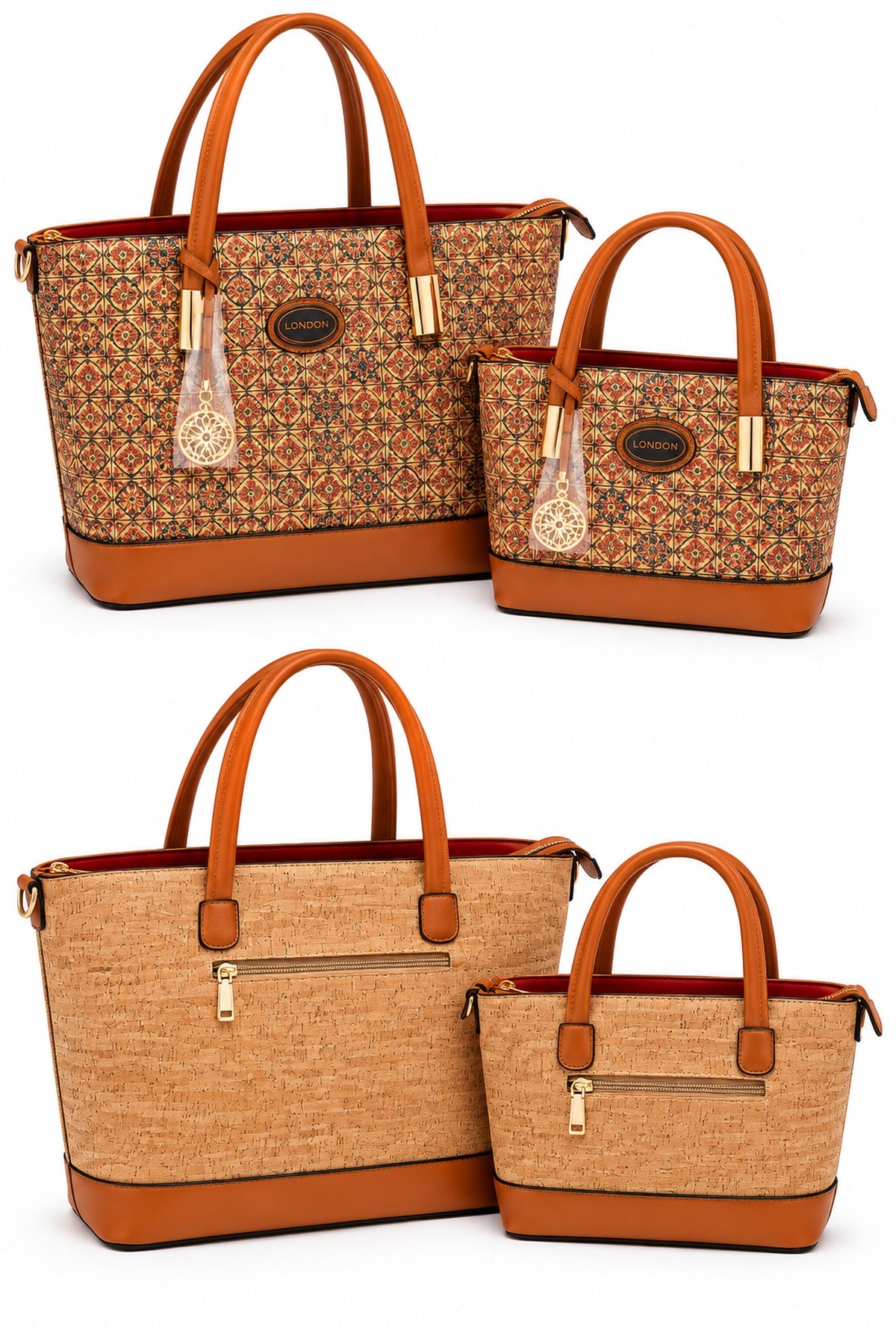 2-Piece Cork Tote Bag Set – Large & Small Matching Handbags