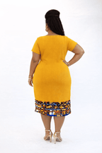 Yellow Bodycon Ankara Mesh Dress
