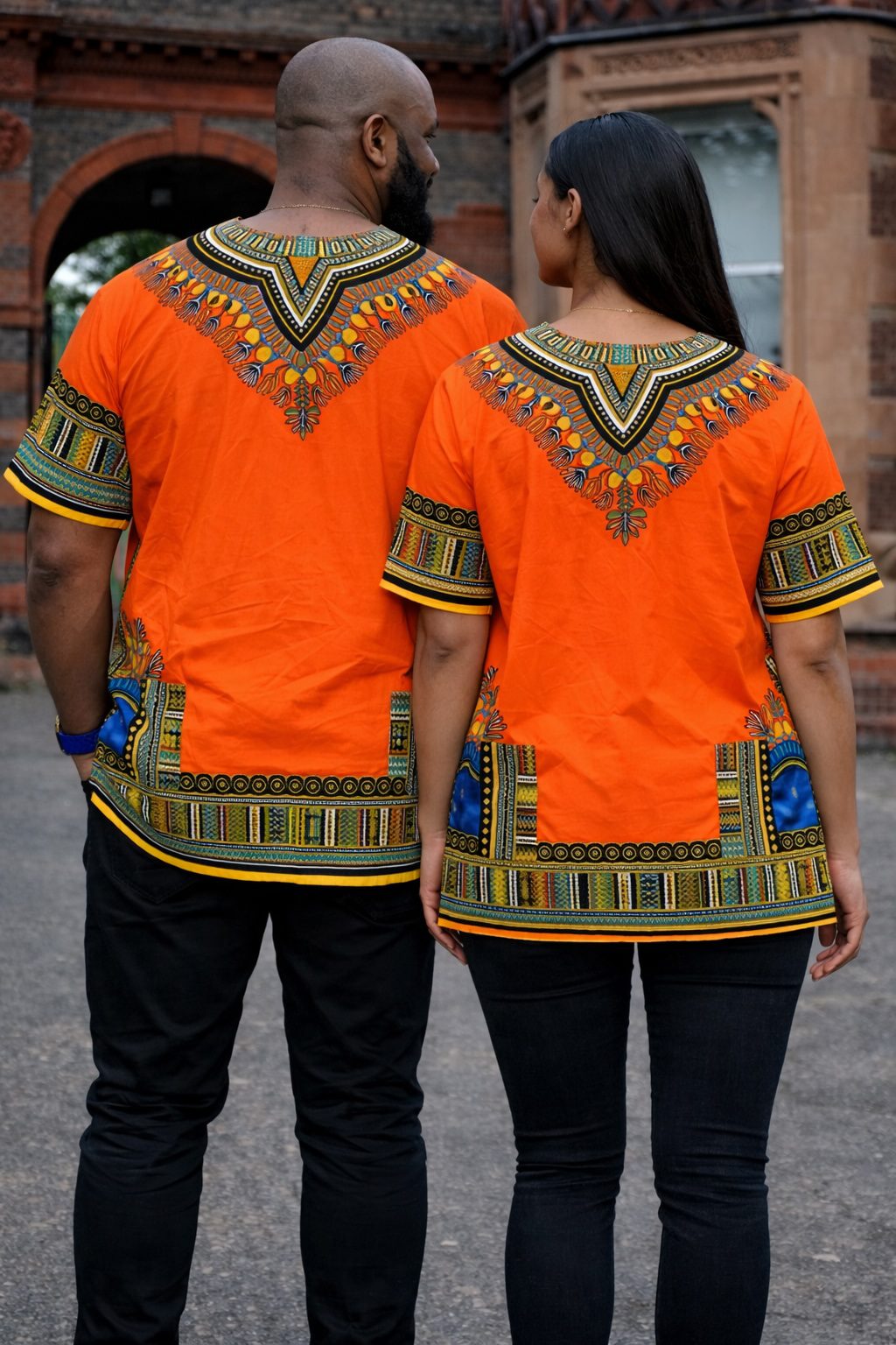 Beautiful Orange Dashiki Shirt 100% Cotton