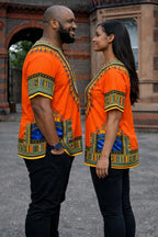Beautiful Orange Dashiki Shirt 100% Cotton