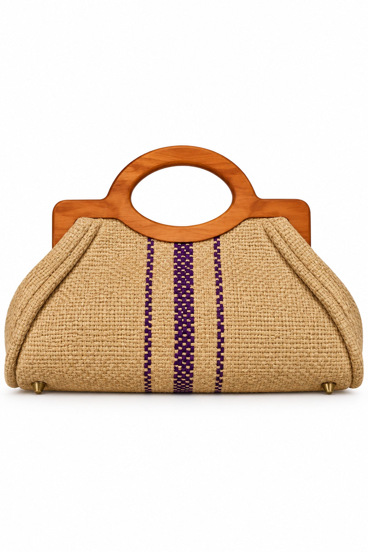Oyé African-Inspired Woven Handbag with Wooden Handles – Elegant Statement Bag