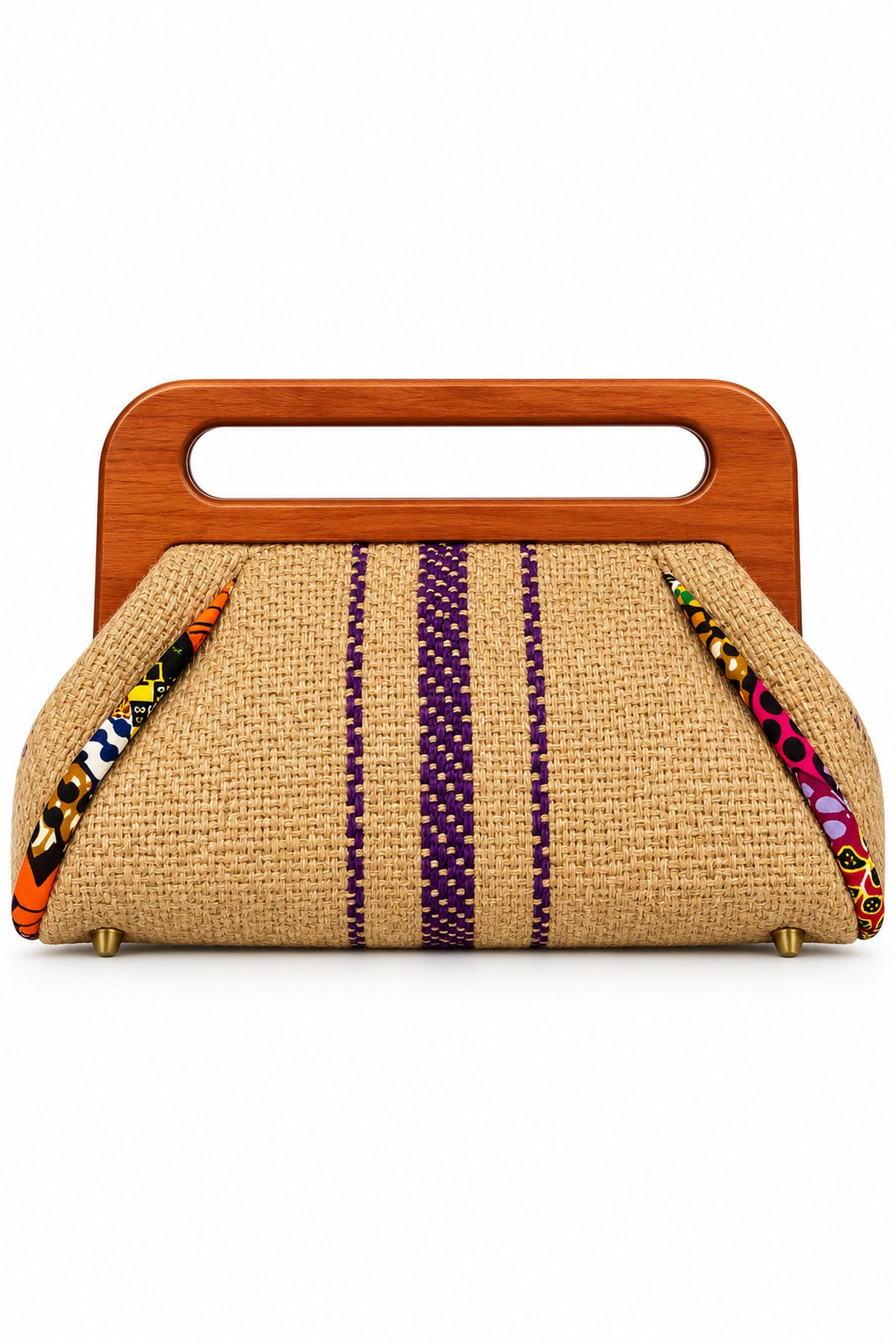 Oyé African-Inspired Woven Handbag with Wooden Handles – Elegant Statement Bag