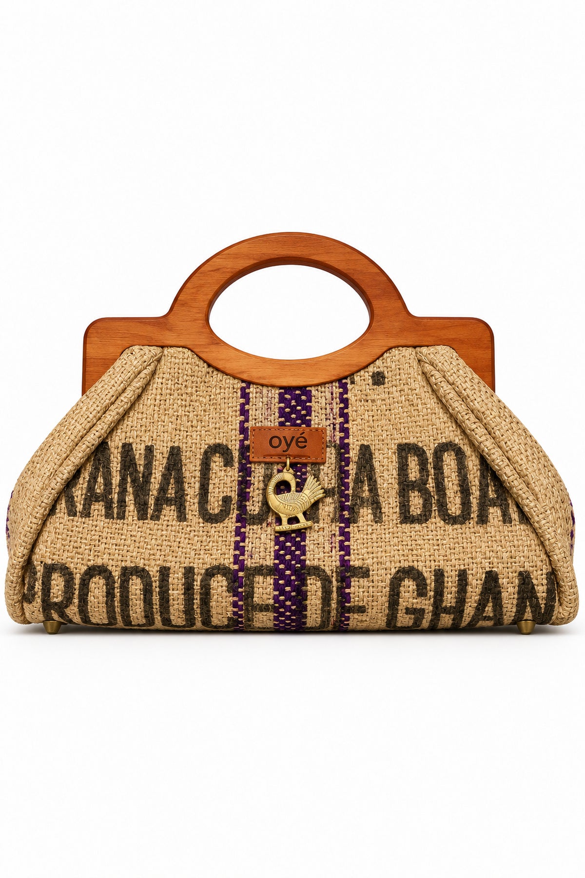 Oyé African-Inspired Woven Handbag with Wooden Handles – Elegant Statement Bag