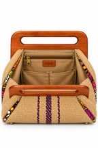 Oyé African-Inspired Woven Handbag with Wooden Handles – Elegant Statement Bag