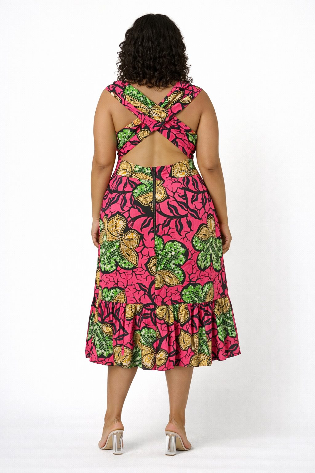 Women’s Pink Flared Midi Dress