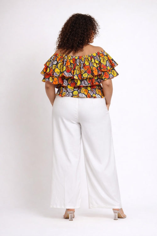 African Ruffle Crop Top