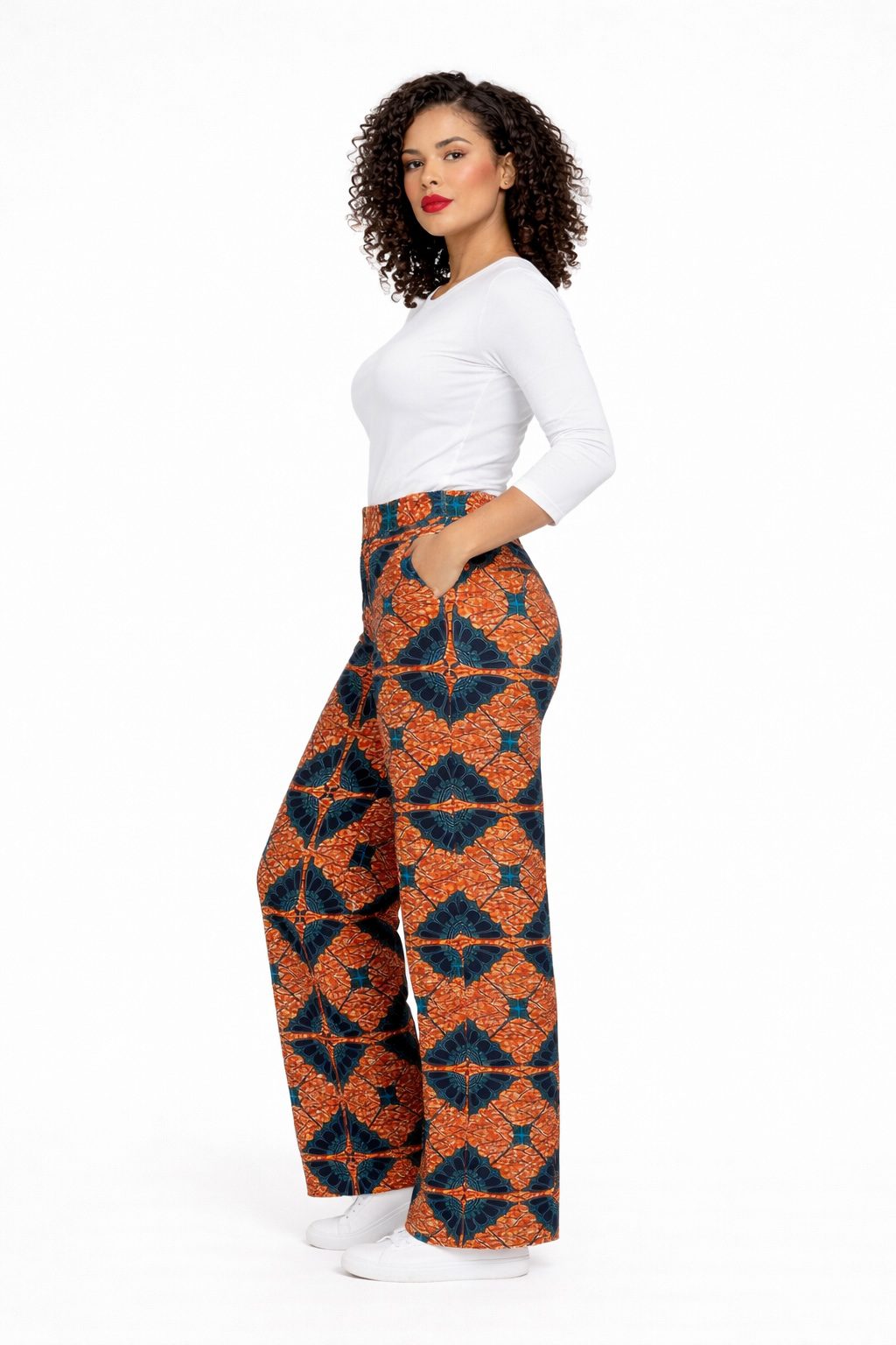 Ankara Print Wide-Leg Trousers