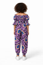 Joyce  Purple African Ankara Print Kid's Jumpsuit