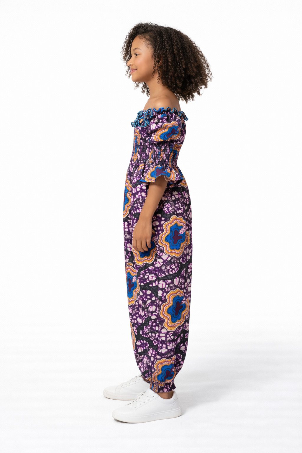 Joyce  Purple African Ankara Print Kid's Jumpsuit