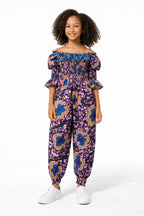 Joyce  Purple African Ankara Print Kid's Jumpsuit