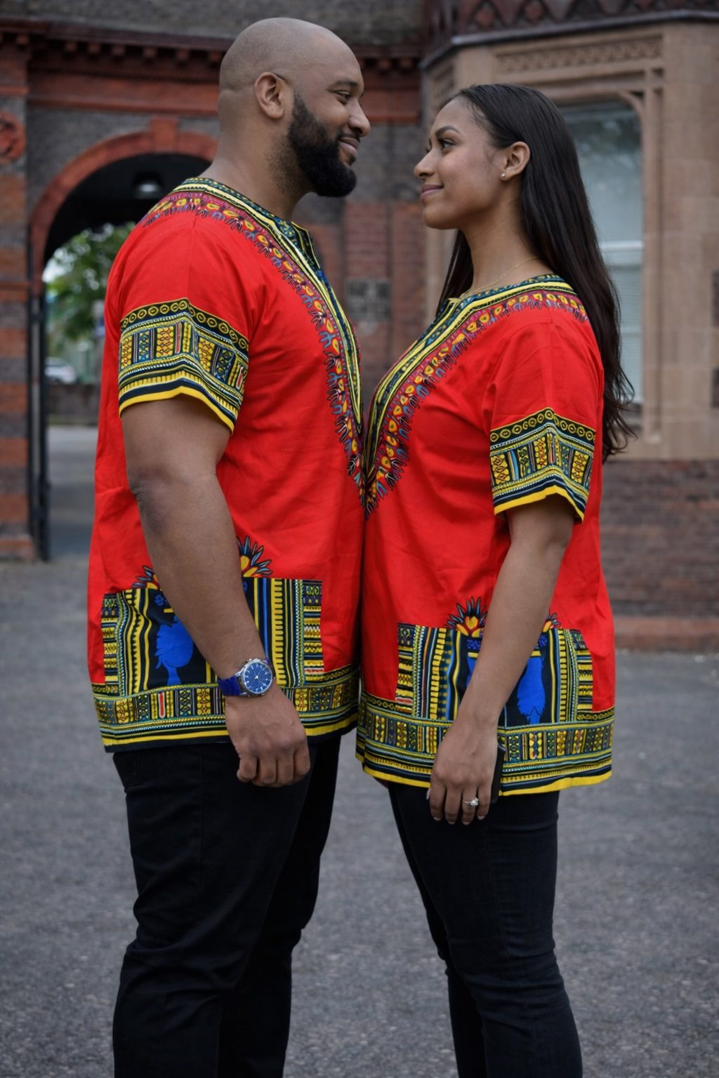 Red Unisex Dashiki Shirt