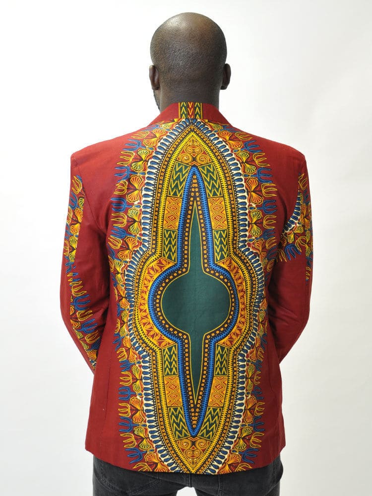 Mens Teboho Multi Authentic Dashiki Print Blazer