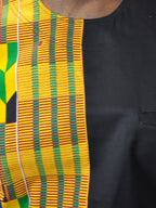 Katlego Black Polished Cotton Kente Fusion Shirt