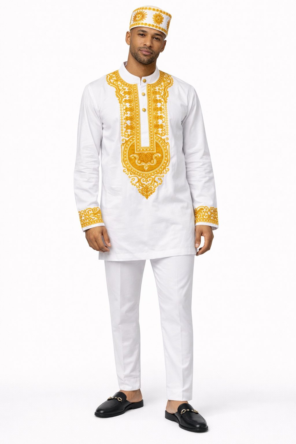 Men’s Embroidered Traditional Top and Trouser Set