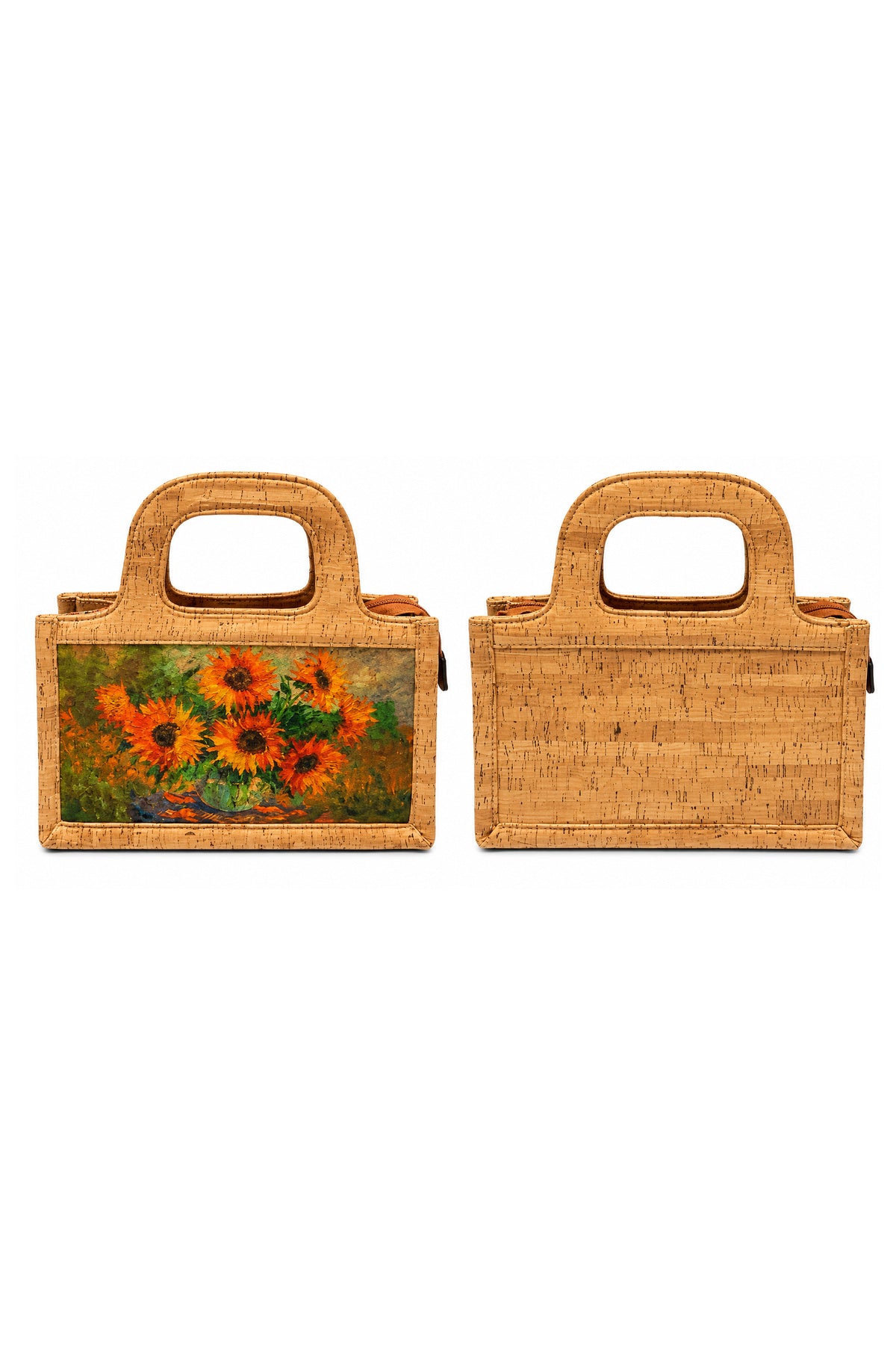 Cork Floral Print Handbag – Structured Top Handle Bag