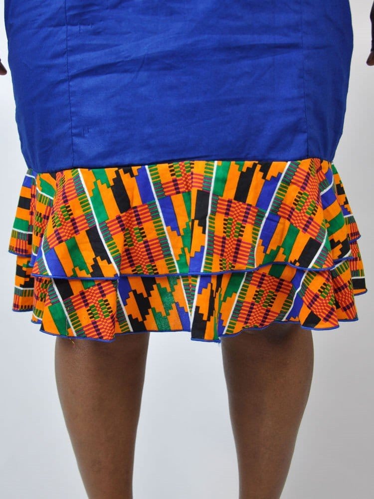 Chipo African Kente Fusion Bodycon Flare Sleeve Dress