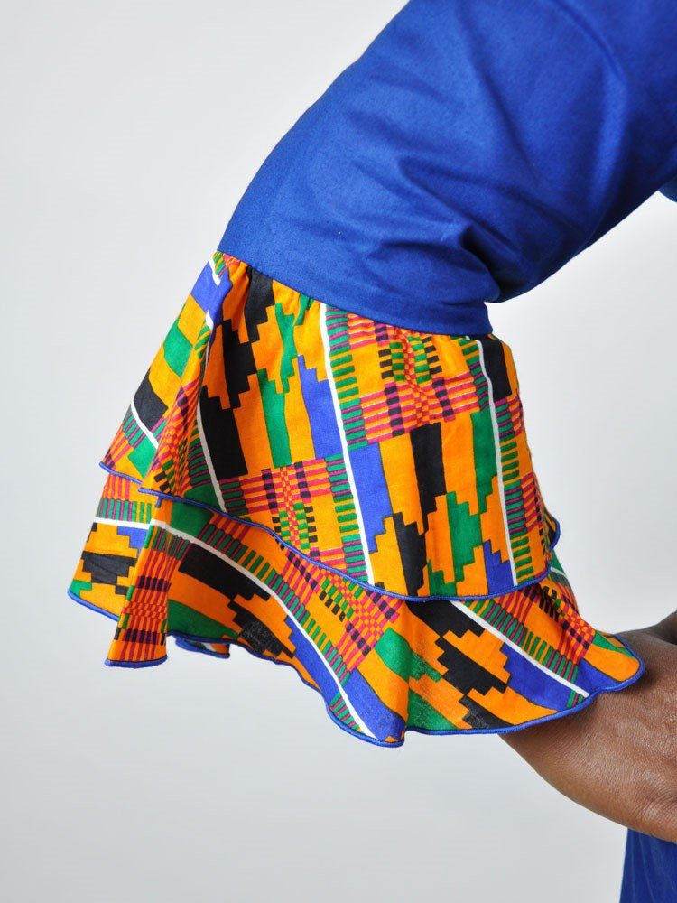 Chipo African Kente Fusion Bodycon Flare Sleeve Dress