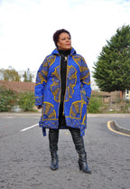 Akufo Blue & Gold Ankara Puffer Coat