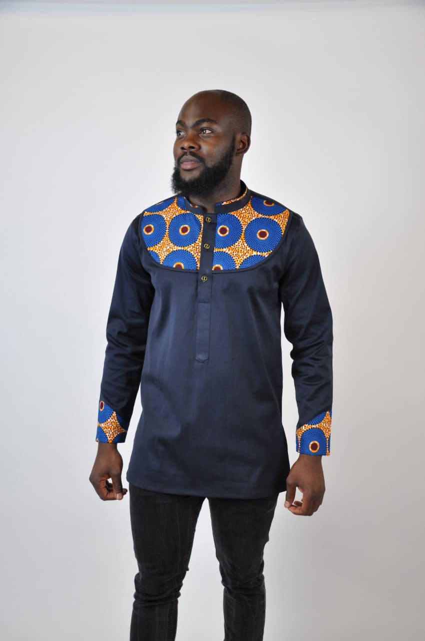 Subra African Print Stand Collar Shirt