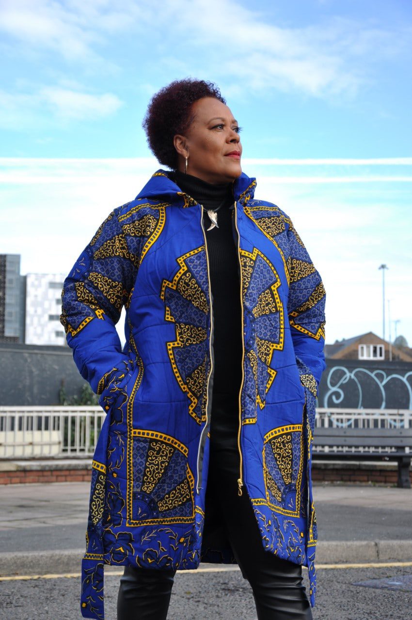 Akufo Blue & Gold Ankara Puffer Coat