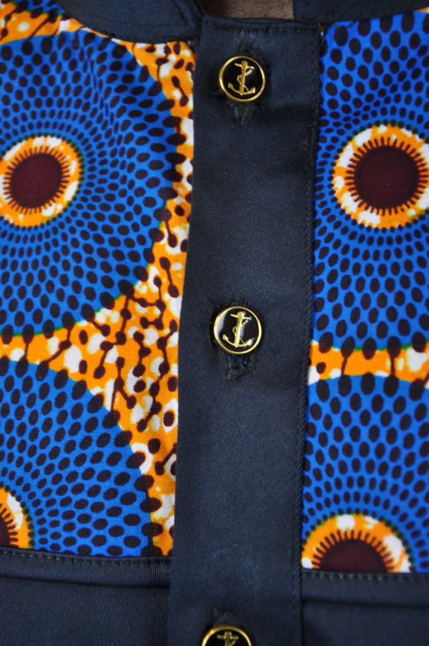 Subra African Print Stand Collar Shirt