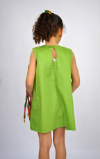 African Ankara Kids Tassel Green Dress