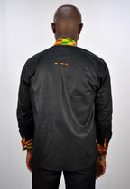 Hanisi Kente Mixed Print Black Smart Shirt