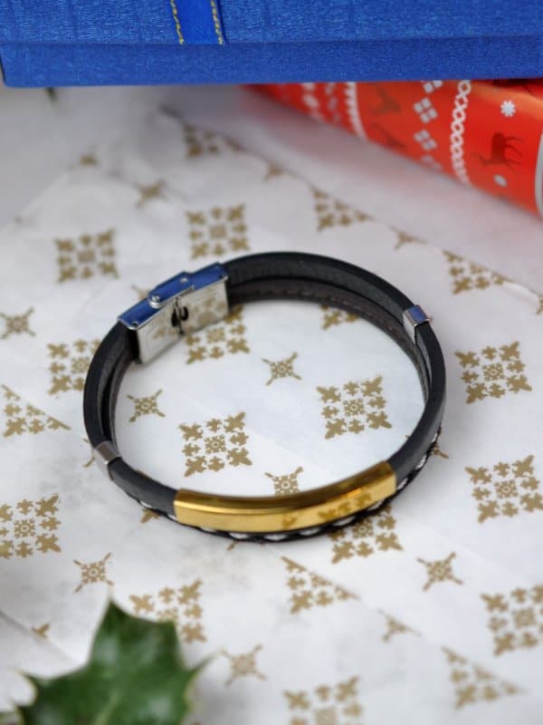 Faux Leather & Gold Bracelet