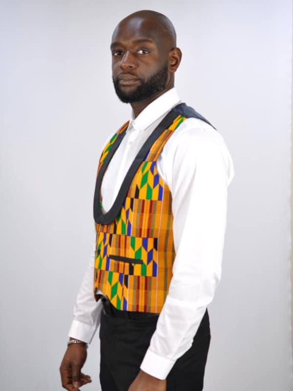 Low Cut African Kente Print Waistcoat