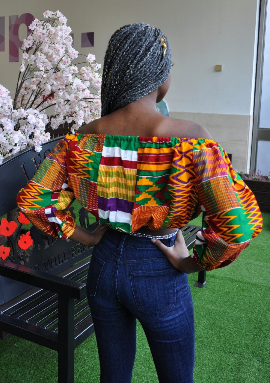 Kente African Print Off Shoulder Crop Top