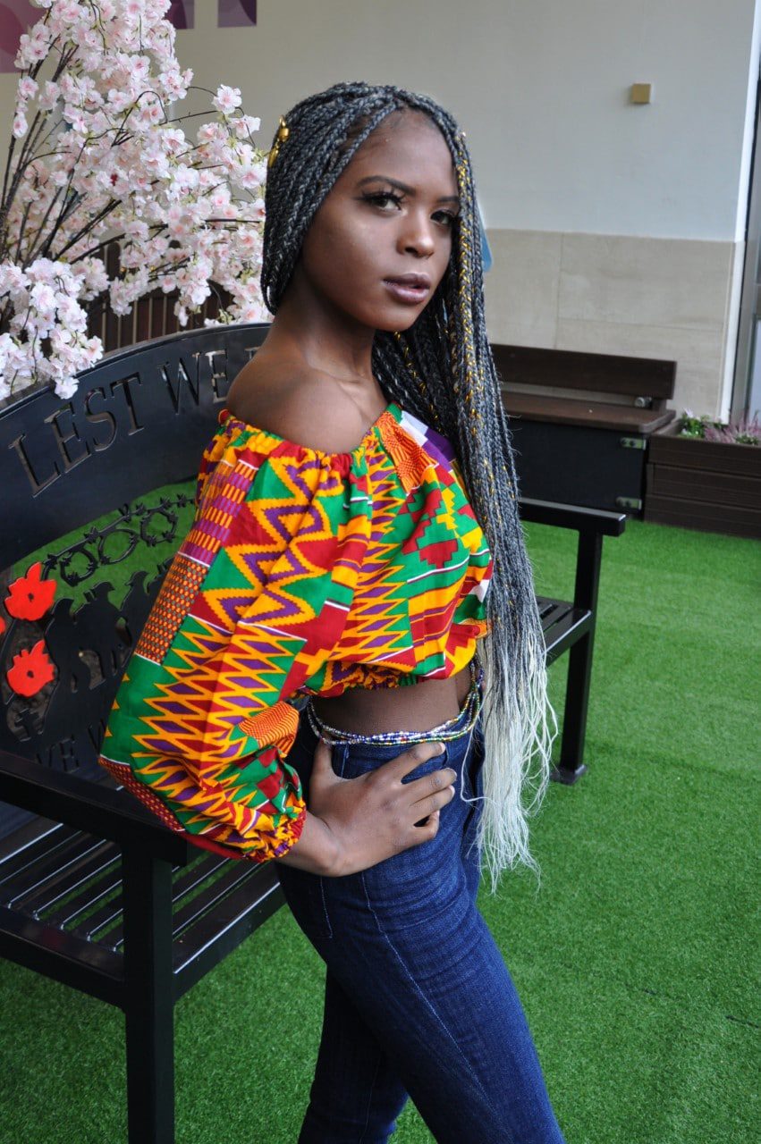 Kente African Print Off Shoulder Crop Top