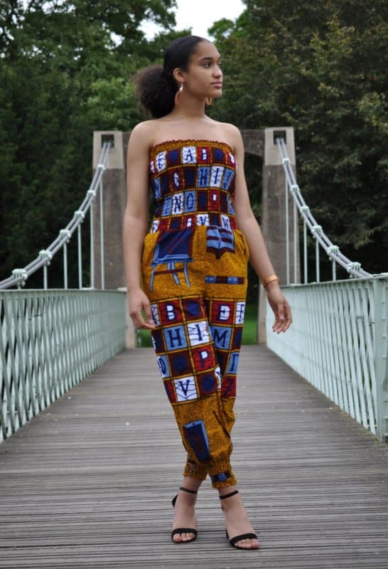 Vibrant Gathered Bandeau Abstract Ankara Print Jumpsuit