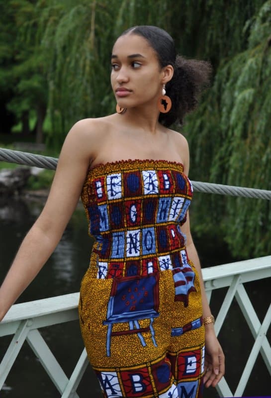 Vibrant Gathered Bandeau Abstract Ankara Print Jumpsuit