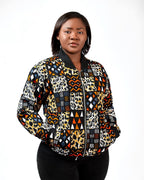 Unisex Kente Print Bomber Jacket