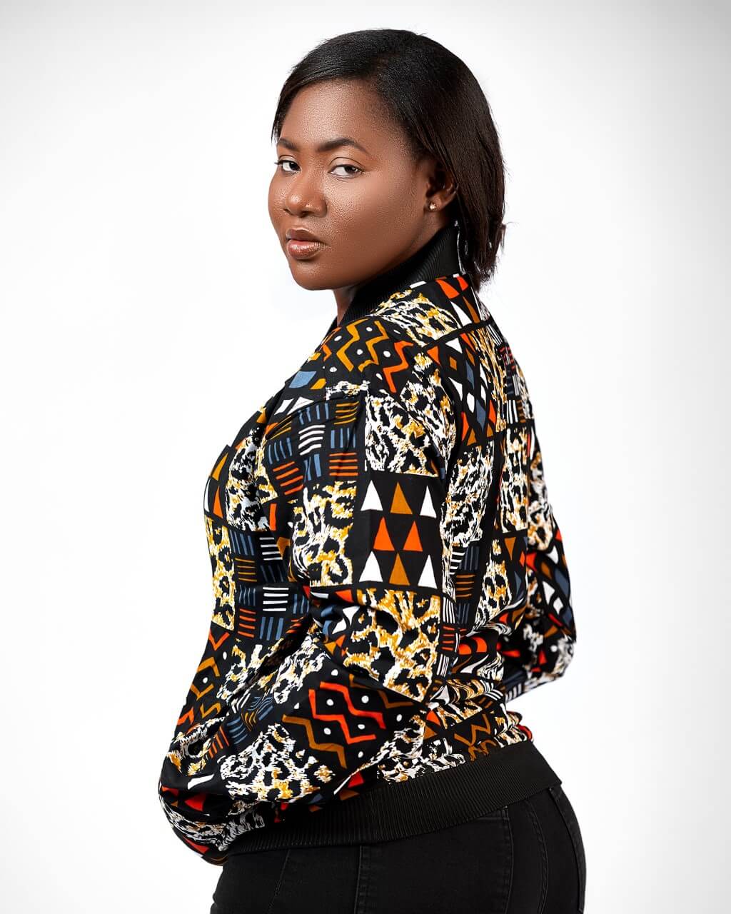 Unisex Kente Print Bomber Jacket