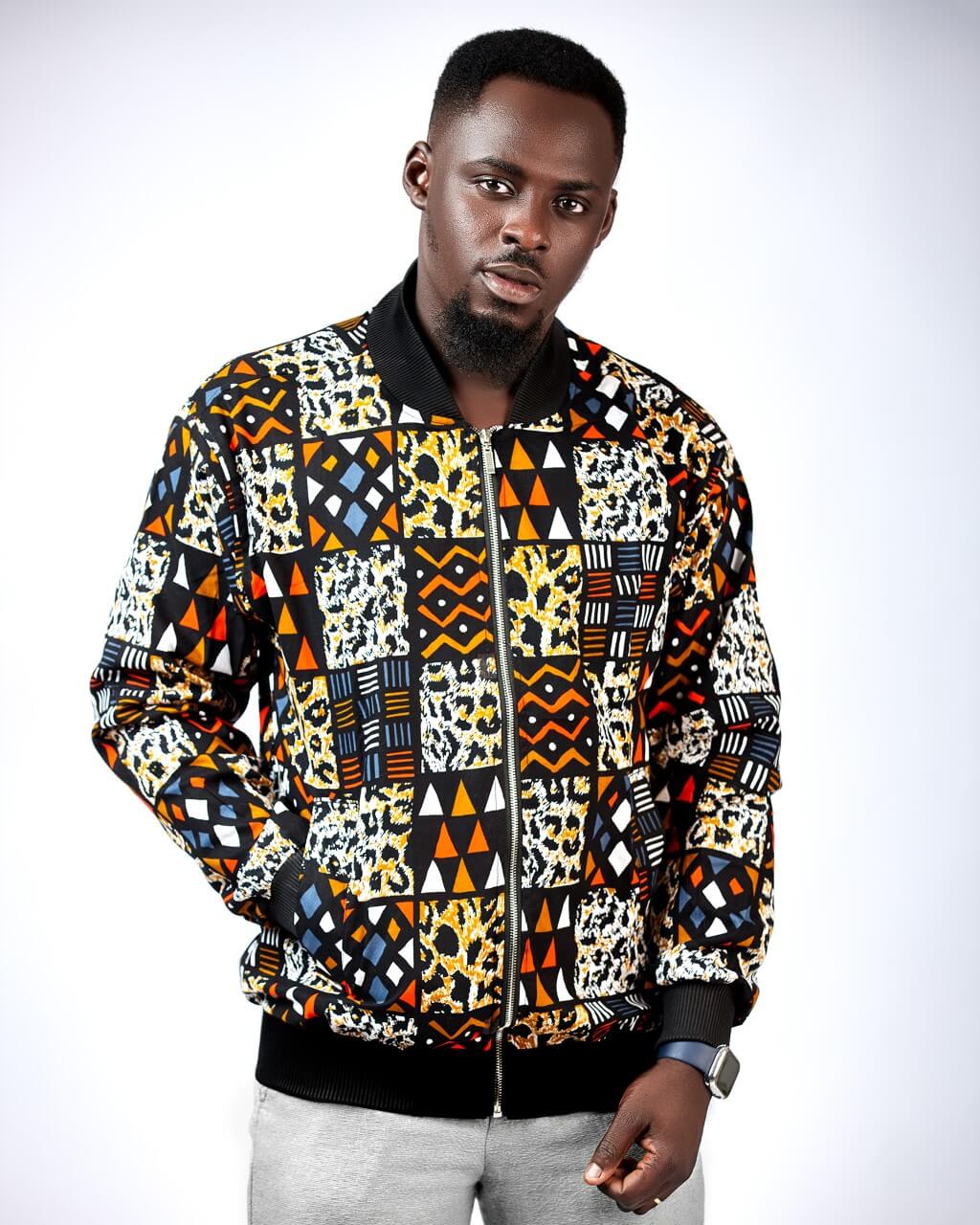 Unisex Kente Print Bomber Jacket