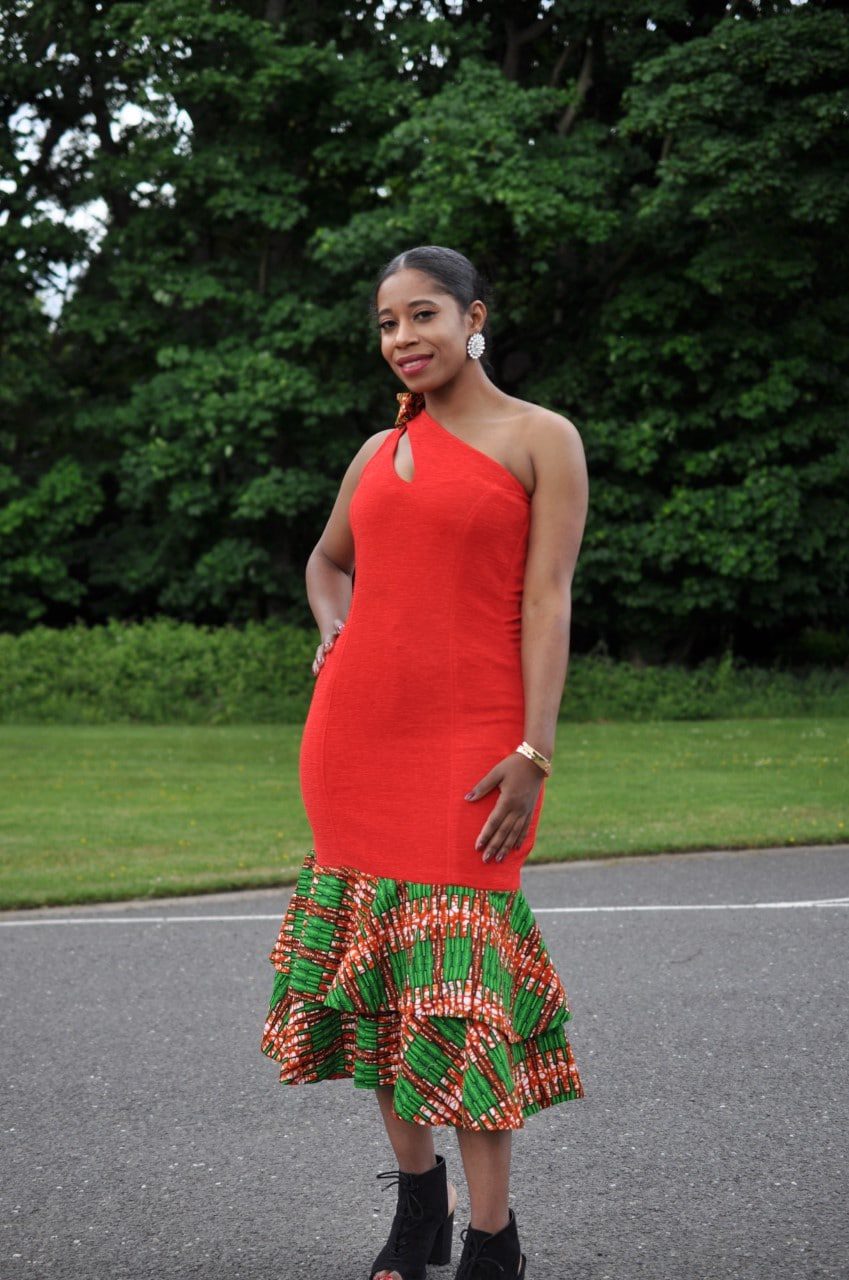 Masego Bodycon Ankara Fusion Frilled Hem Occasion Dress