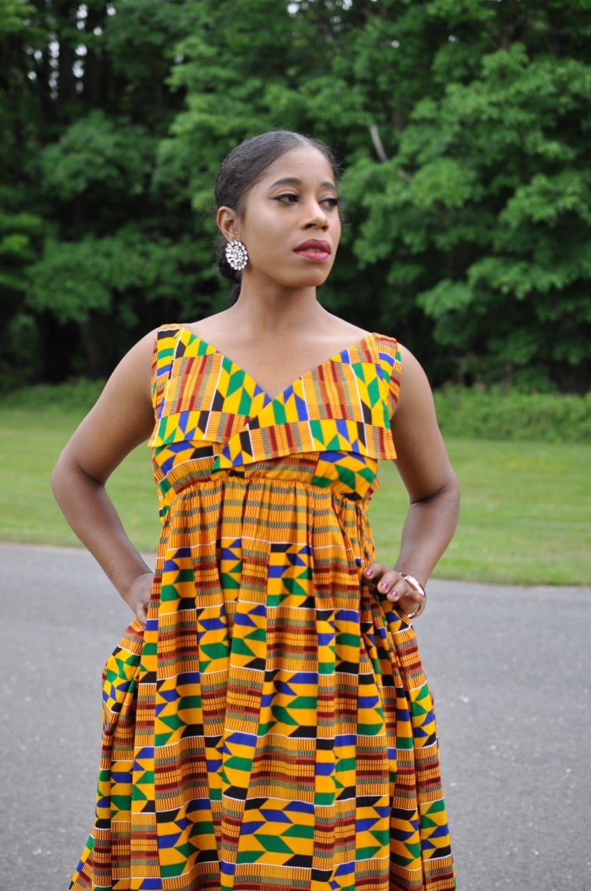 Fatia Traditional African Kente Summer Maxi Dress