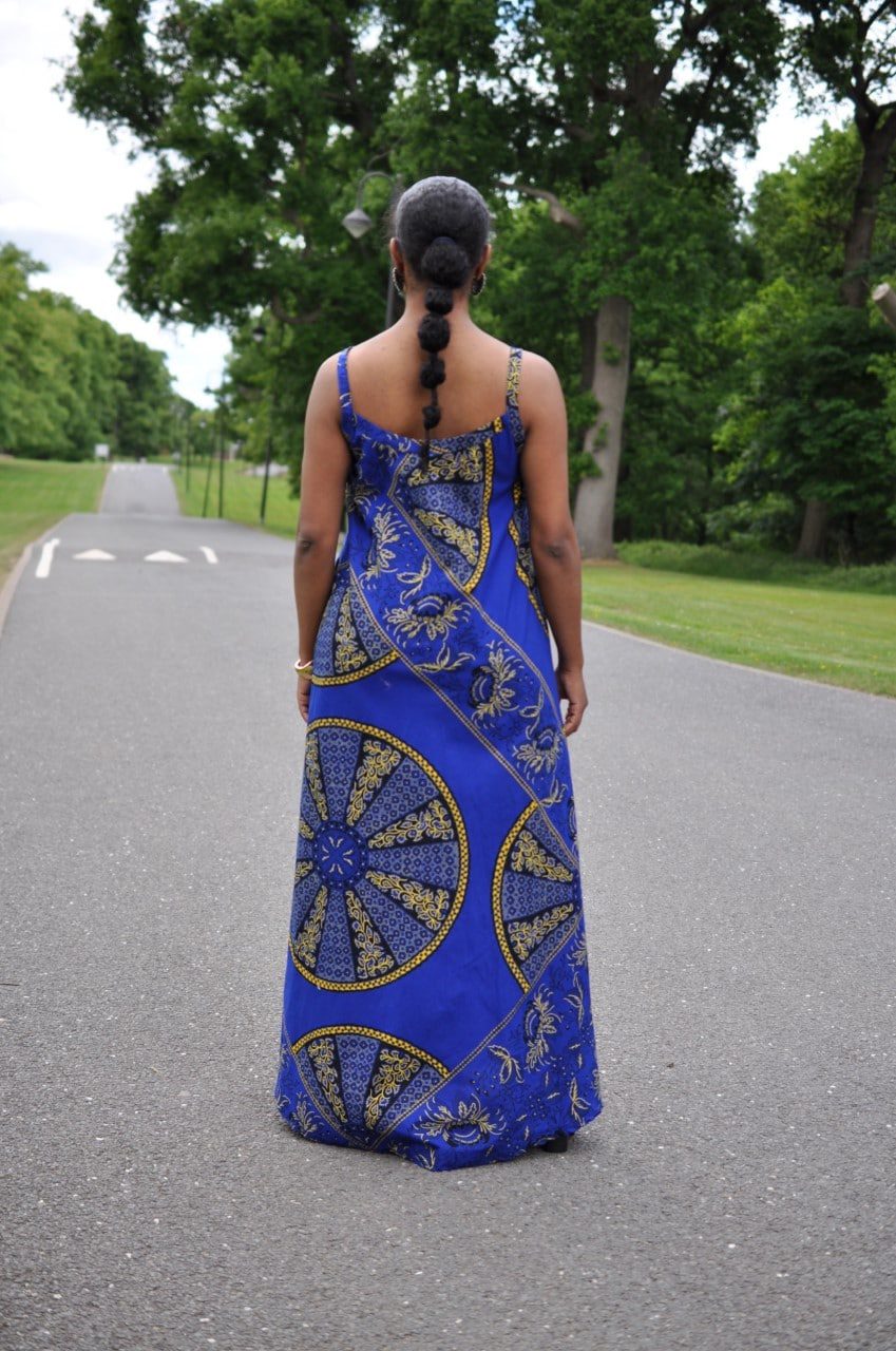 Akufo Blue African Print Strap Tent Maxi Dress