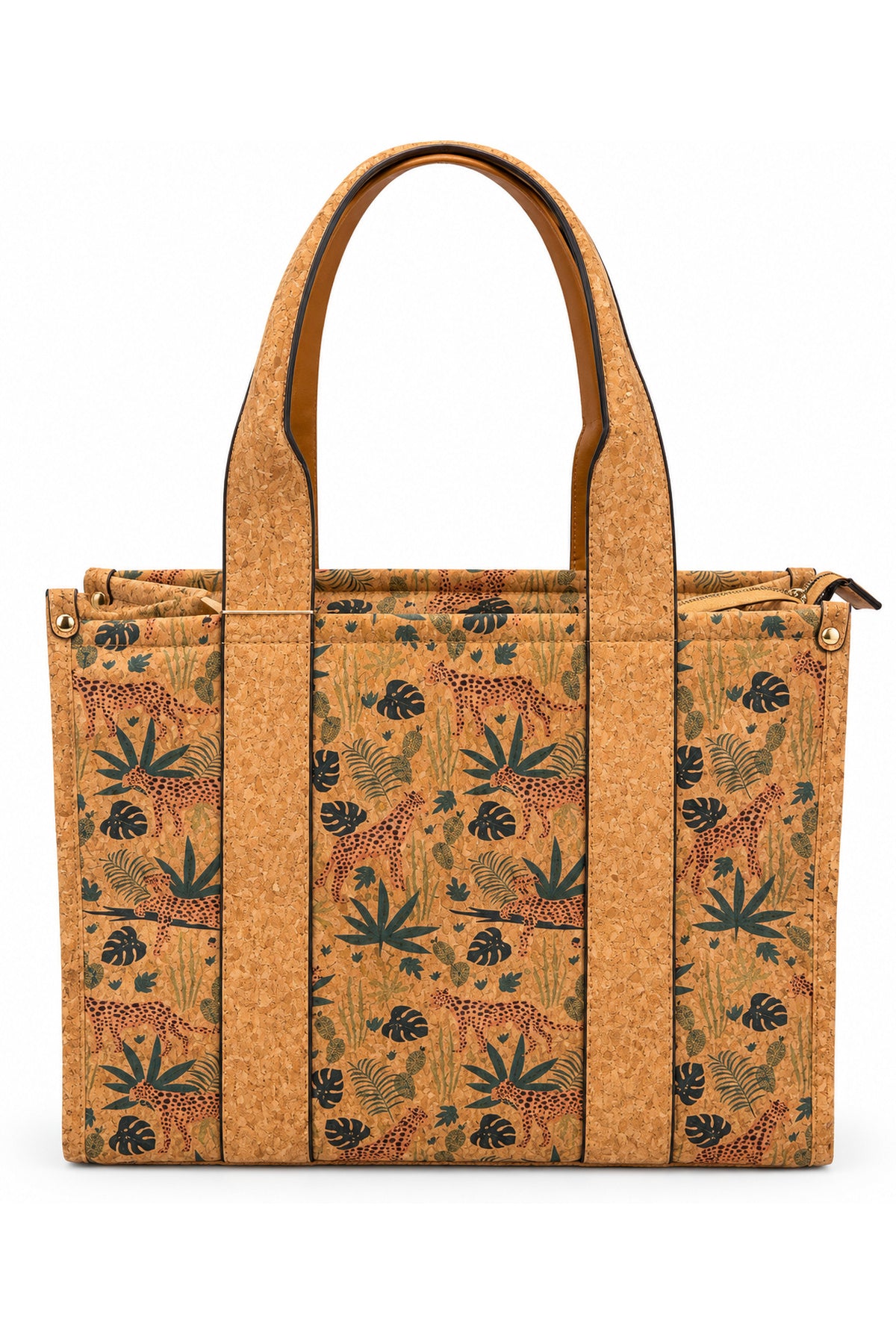 Floral Cork Tote Bag – Large Botanical Print Shoulder Handbag