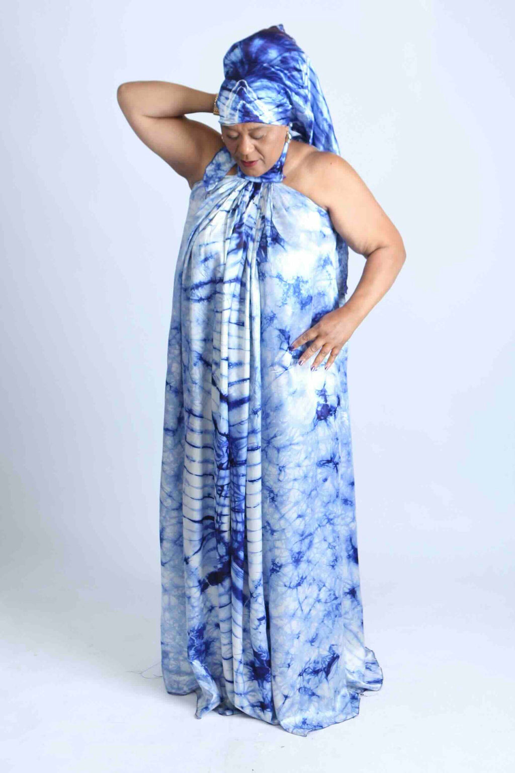 Tie-Dye Kaftan with Matching Headscarf- Sefa