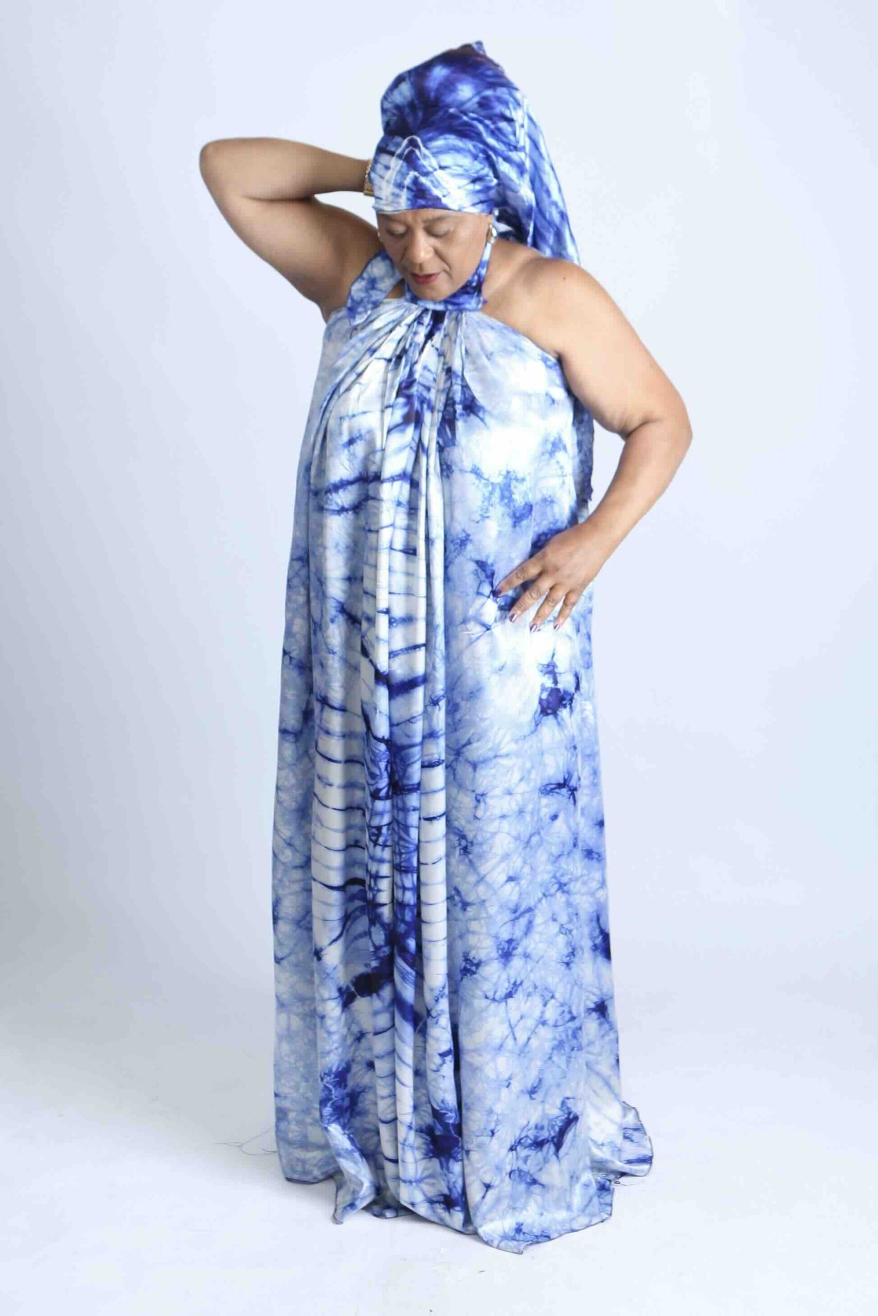Tie-Dye Kaftan with Matching Headscarf- Sefa